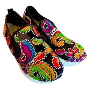 Colorful Embroidered Women's Loafers